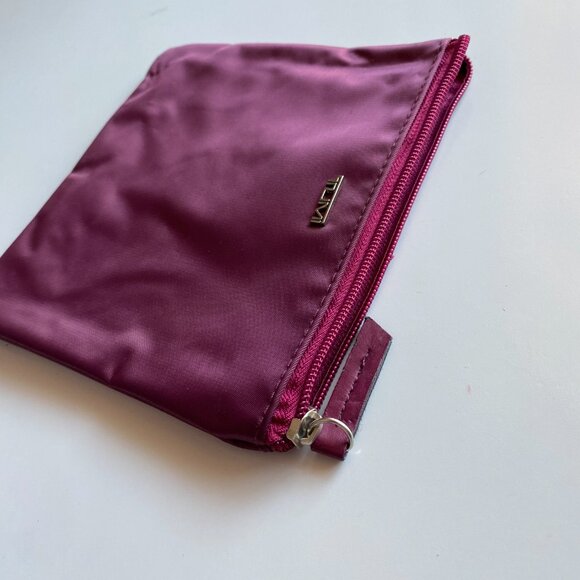 TUMI for Delta Plum Burgundy Zip Pouch Soft Travel Case Toiletries Makeup Bag - Picture 5 of 6